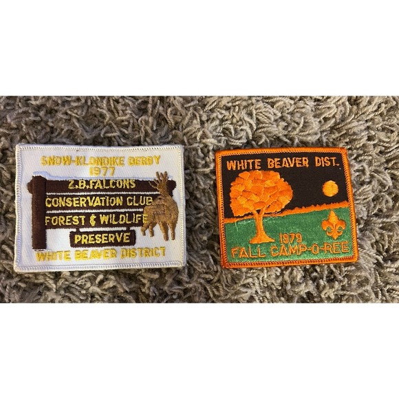 Vintage Boy Scout Patches BSA 1970-1980's White Beaver District Lot Of 6 - Picture 3 of 4